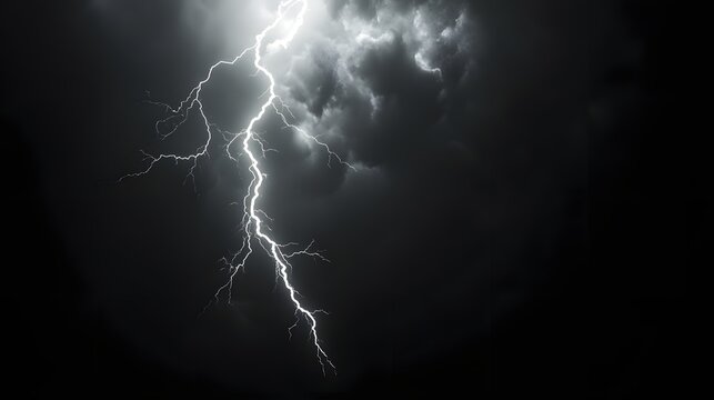 White lightning isolated on a black background