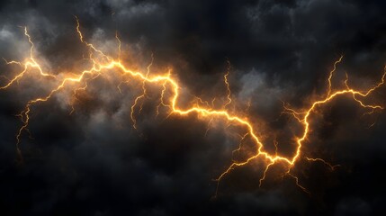 Yellow lightning isolated on a black background