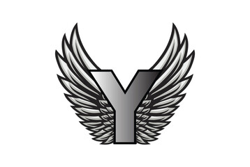 Wings badge logo Vector With Letter Y - Letter Y Wings logo.