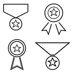 minimalist award line icon with transparent background