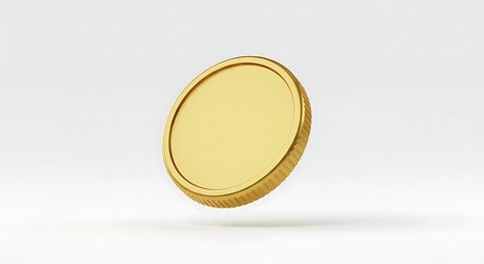 Shiny Golden Coin Single Isolated on White Background