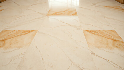 Polished marble floor with geometric veining patterns, showcasing natural stone elegance in architectural detail.