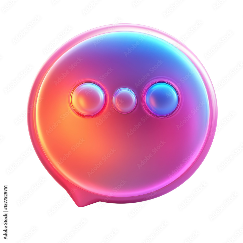 Fototapete Chat Bubble Icon Gradient Glossy Design Communication Messenger Message UI on transparent background