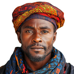 Front view close-up of a Ibo man from Nigeria isolated on a white transparent background