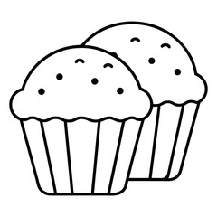 Simple line art drawing of delicious cornbread muffins perfect for food related advertisements and banners