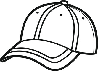 Line drawing of a baseball cap, Cap icon, and illustration.
