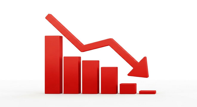Stock market crash red graph down arrow financial loss recession concept art