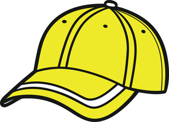 Line drawing of a baseball cap, Yellow Cap icon, and illustration.