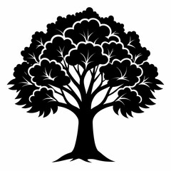 Obraz premium A beautiful black silhouette of a teak tree creates a nature inspired vector.