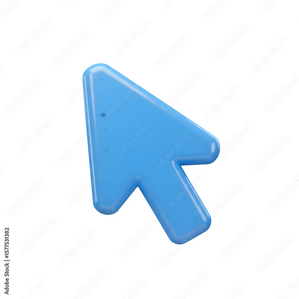 Fototapete Blue Computer Mouse Pointer Arrow Icon 3d icon in cartoon plastic style minimal isolated on white or transparent background. PNG, clipping path