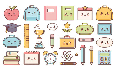 set of cartoon vector icons for children web and education designs