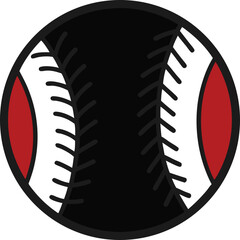 Vector Illustration of a baseball, Black and red baseball ball, transparent light background