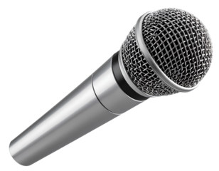 Realistic microphone illustration. PNG Image.