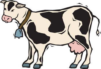 Cartoon Cow with Bell A Playful Depiction of Farm Life