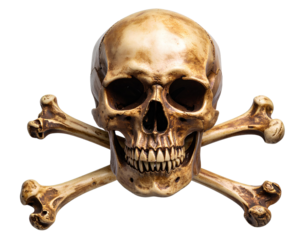 Skull and crossbones on a white background. transparent background.