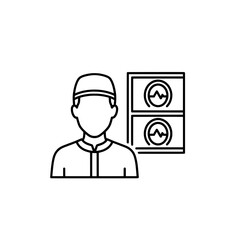Medical professional with health monitoring screens