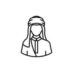 Line art woman with hat and jacket for fashion branding