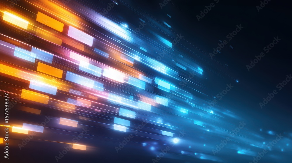 Aufkleber Vibrant streaks of colored light create a dynamic abstract background, evoking energy and movement in a digital space.