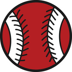 Vector Illustration of a baseball, Red and white baseball ball, transparent light background