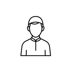 Fototapeta premium Line art portrait of a person wearing a cap and casual shirt