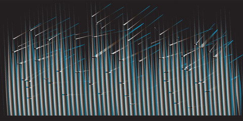 PrintAbstract dynamic light lines pattern showing speed or movement in blue green colors isolated on black background. AI technology, 5G, digital, communication concept.