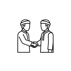 Fototapeta premium Handshake between two individuals wearing protective suits and headgear