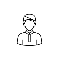 Fototapeta premium Line outline of a man in traditional attire with a cap