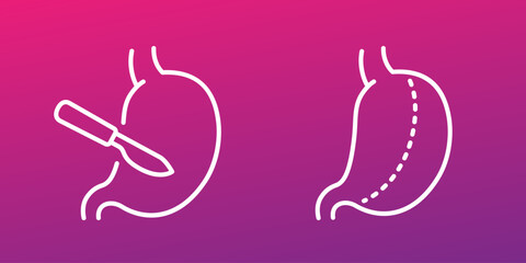 gastric surgery, gastrectomy icons in line design
