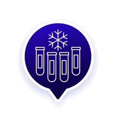 frozen lab samples icon with test tubes, medical diagnostics and research line design