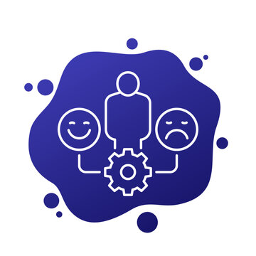 Emotional development icon, line vector