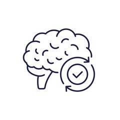 Mental agility line icon with brain on white