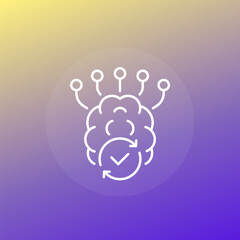 Mental agility icon with a brain, line design