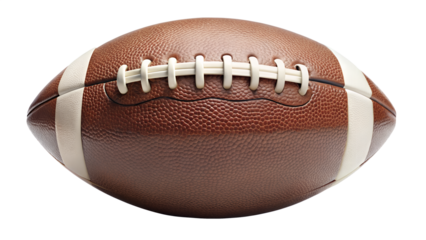 Close up of a detailed american football isolated on transparent background