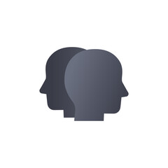 two faces icon with heads on white