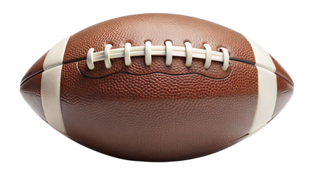 Close up of a detailed american football isolated on transparent background