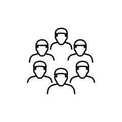 group of people wearing face masks in formation