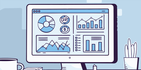 Computer screen displaying financial data charts