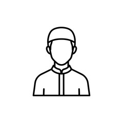 Line art portrait of a chef with hat and uniform