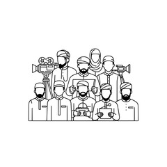 Obraz premium group of people working in a media production studio