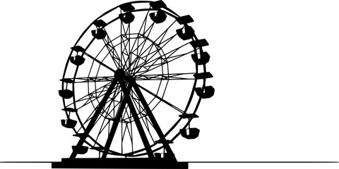 Ferris wheel line art silhouette vector illustration
