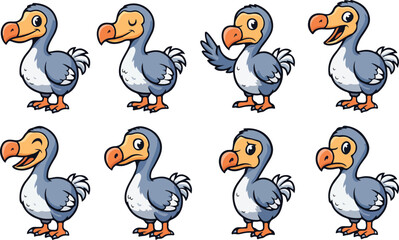vector illustration of dodo bird funny cute cartoon mascot character cartoon with 8 poses  © weng
