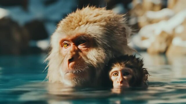Two monkeys in a pool