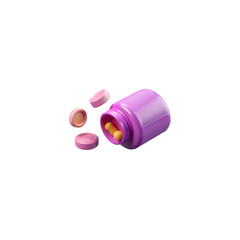 "Opened Medicine Bottle Spilling 3D Rendered Pills and Capsules"