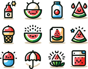 set of badges with watermelon vector illustration