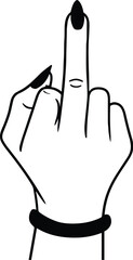 Women middle finger vector black silhouette print design