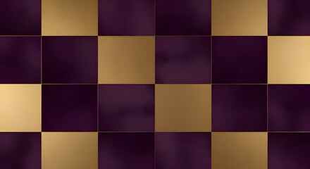 Checkerboard rug design, seamless imperial style carpet, deep plum matte gold velvet tiles, luxury square pattern, upscale geometric floor textile, regal modern decor