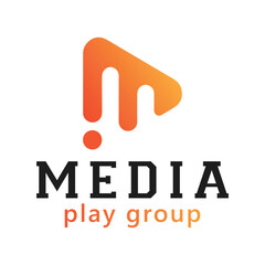 Letter m play media logo icon design for media player logo icon modern play button logo