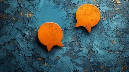 Orange speech bubbles on teal texture - Powered by Adobe