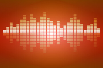 Audio equalizer on orange background. Sound wave pattern vector Illustration.
