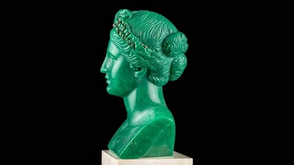 Green Jade Bust Sculpture with Greek Goddess, and Art. - Powered by Adobe